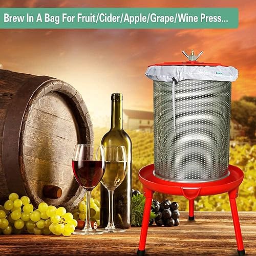 Miniatura 5 de Bolsas de preparación reutilizables, paquete de 2 bolsas de malla fina de 250 micrones para sidra de fruta, manzana, uva, vino, prensa, cordón