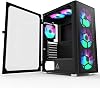 Montech X3 Glass 6 adet, 3 x 140 mm ve 3 x 120 mm Sabit RGB Aydınlatma Fanları ATX Mid-Tower PC Oyun Kasası, USB3.0, Kapı Açık Temperli Cam Yan Panel, Yüksek Hava Akışı, Siyah
