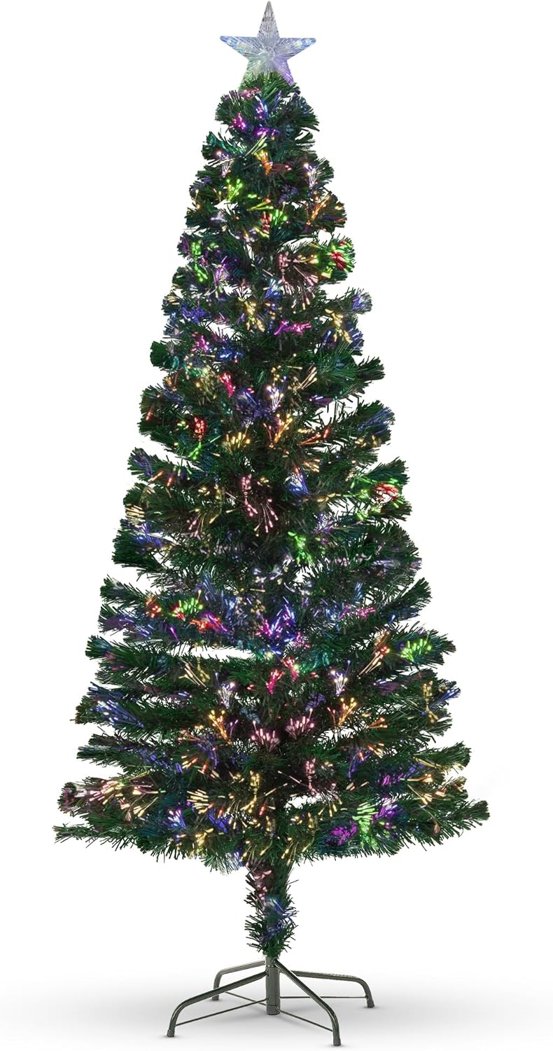BLADO 4FT Fibre Optic Christmas Tree PreLit Xmas Trees Multicolour