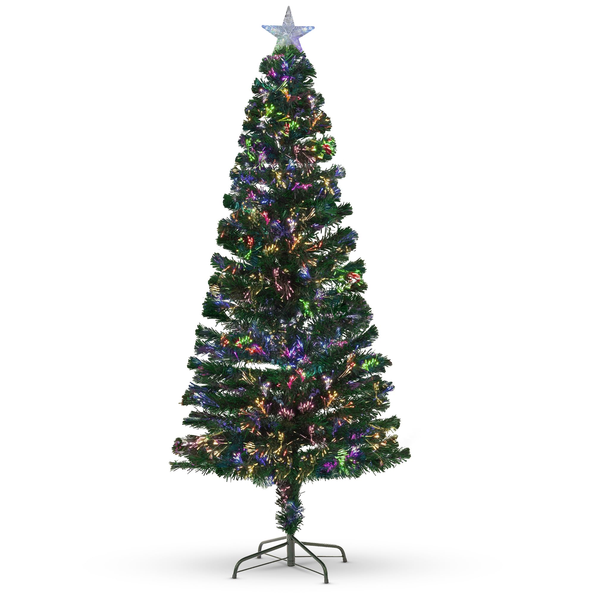 FB FunkyBuys Fibre Optic Christmas Tree - Xmas Trees - Multicolour Pop Up Christmas Tree for Indoor and Outdoor Holiday Décor - Christmas Decorations (6FT)