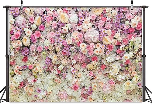 Miniatura 2 de Telón de fondo de pared de flores rosas rosas rosas de 7 x 5 pies para niñas, boda, cumpleaños, despedida de soltera, fondo de retrato para niños,