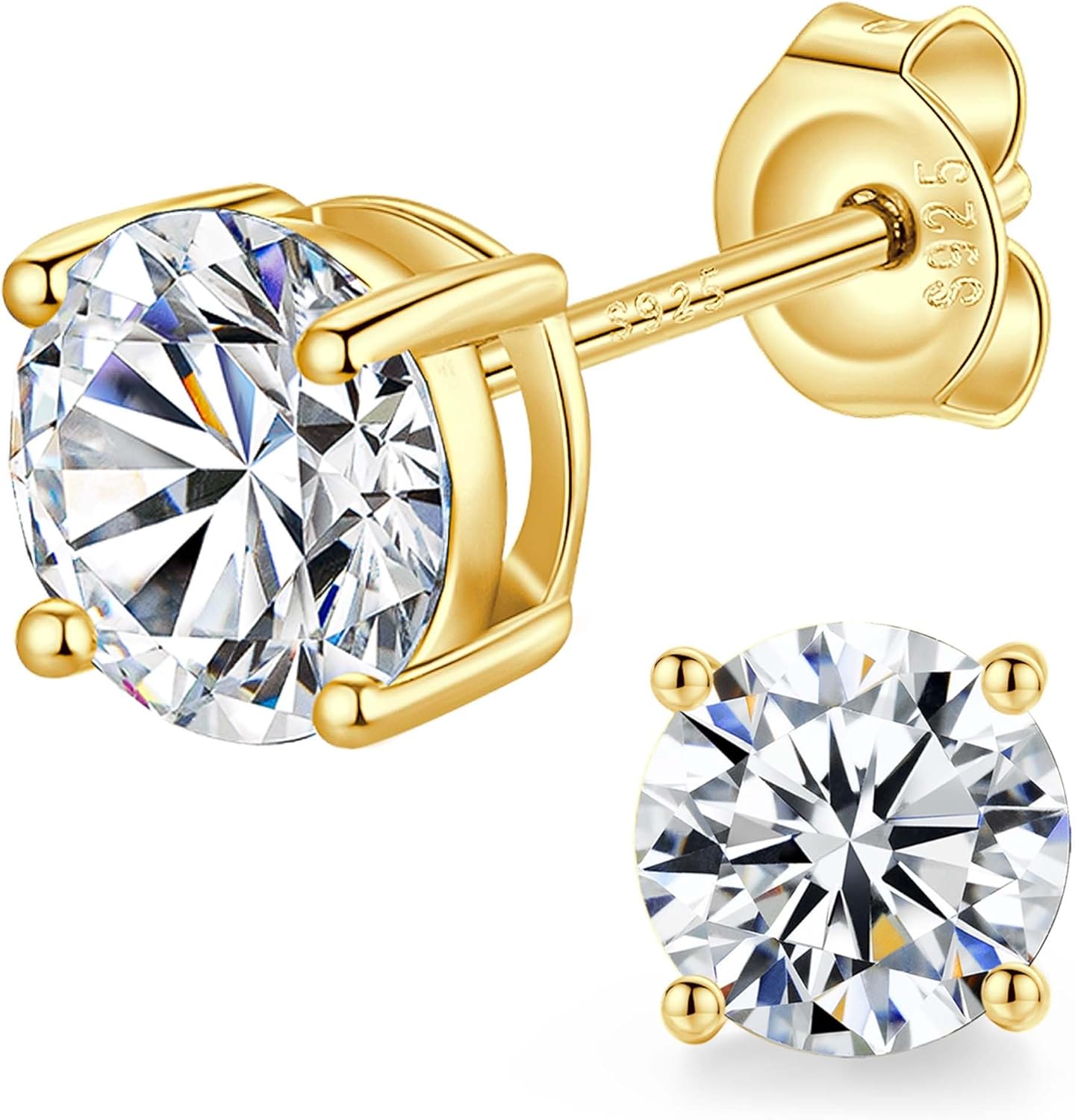 Moissanite Stud Earrings for Women Men : 0.6-4CT 18K White Gold Plated Solid S925 Sterling Silver Earring Hypoallergenic Dainty Flat Diamond Earrings Wedding Jewelry for Women Men D Color VVS1 Clarity