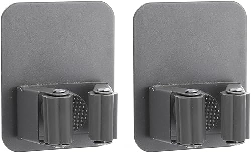 uxcell 2pcs Mop Broom Holder Wall Mount, 304 Stainless Steel Mop Holder Self Adhesive Broom Hanger with Screws, Suitable for Bathroom, Laundry Room,