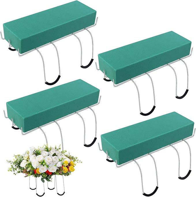 4 Pack Headstone Flower Saddle 12 Inch Gravestone Saddle for Cemetery Headstones