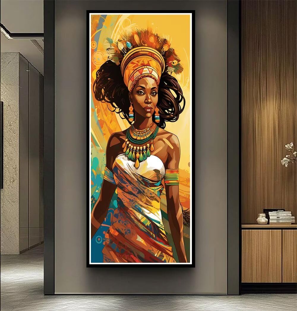 Ethnic Style Diamond Art Kits Adults Large 5D Indian Woman Diamond Painting Kits, DIY Full Drill Crystal Art Craft Rhinestone Embroidery Cross Stitch for Adults 11.8x23.6 Inch/30x60 cm -LR1140