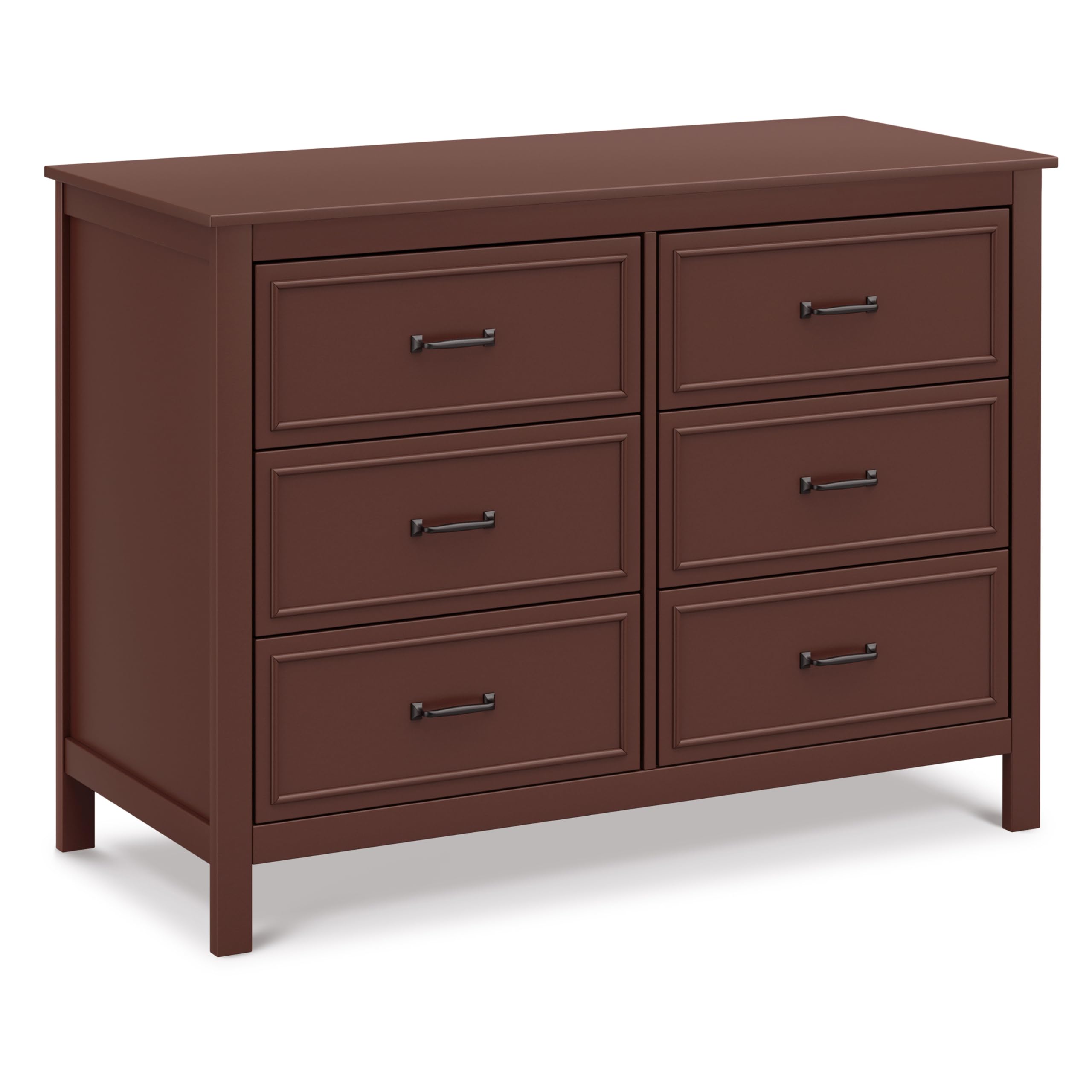 DaVinci Charlie 6-Drawer Baby Dresser - Wooden Double Chest of Drawers for Kids, Boys and Girls - Multi-Purpose Storage Dresser for Bedroom, Nursery, Living Room & Hallway, Easy to Assemble - Crimson