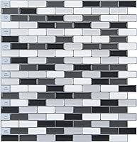 Vista 17 de Art3d Azulejo Autoadhesivo de 12" x 12" para Salpicadero de Cocina, Ladrillo Gris (6 Azulejos)