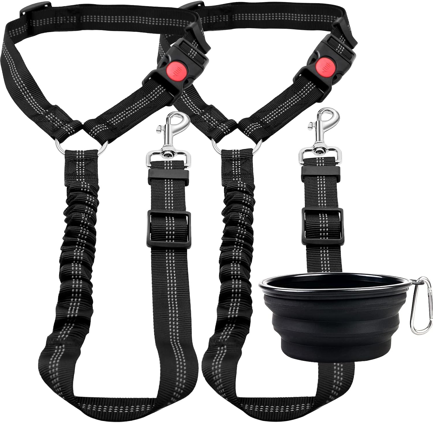MDEHOPET Dog Seat Belt Vehicle Harnesses 3 Piece Set Retractable Dog Car Seatbelts Adjustable Pet Seat Belt for Vehicle Pet Safety Seat…