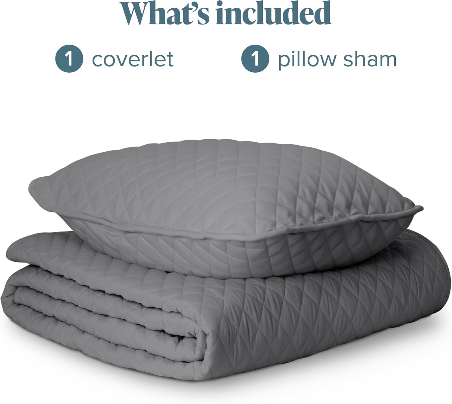 Gray Diamond Stitched Microfiber Twin Coverlet Set