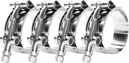 BOTTEN Paquete de 4 abrazaderas de manguera T-Bolt de 1.75", Rango de abrazadera 51-59mm para ID de manguera de 1.75", abrazaderas de manguera de
