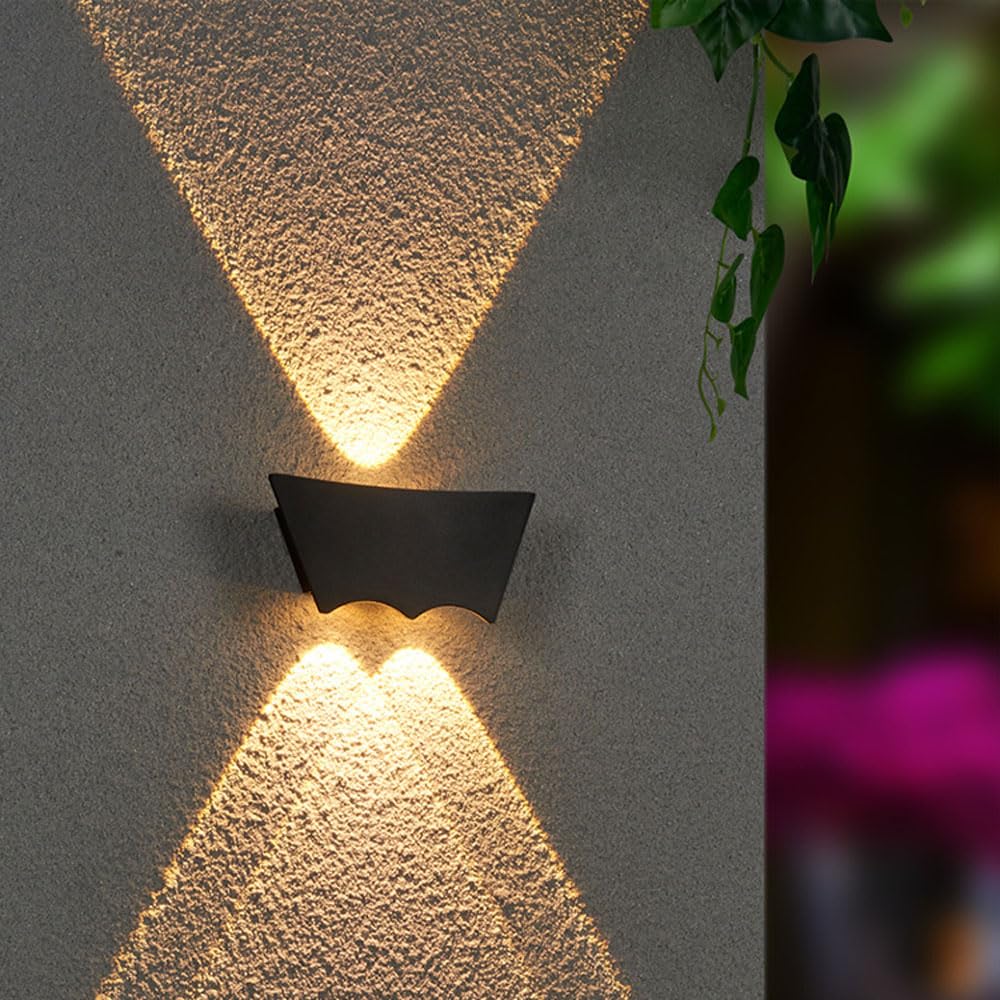 Aluminiowa lampa ścienna, czarne kinkiety zewnętrzne, kreatywna latarnia ścienna LED 6W, nowoczesne i proste kinkiety ścienne, ciepłe światło 3000K kinkiety do wnętrz i na zewnątrz