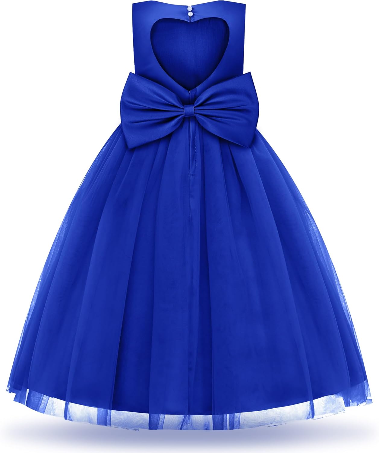 Uhnice Flower Girl Pearl Dress Tulle Ball Gown Bow Prom with Heart Cutout for Wedding Birthday Party