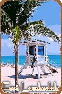 TYmall Retro Tin Wall Plaque Fort Lauderdale Florida United States America Travel Advertisement Print 2 Vintge Metal Poster Bar Accessories for Home Pub 8X12Inch