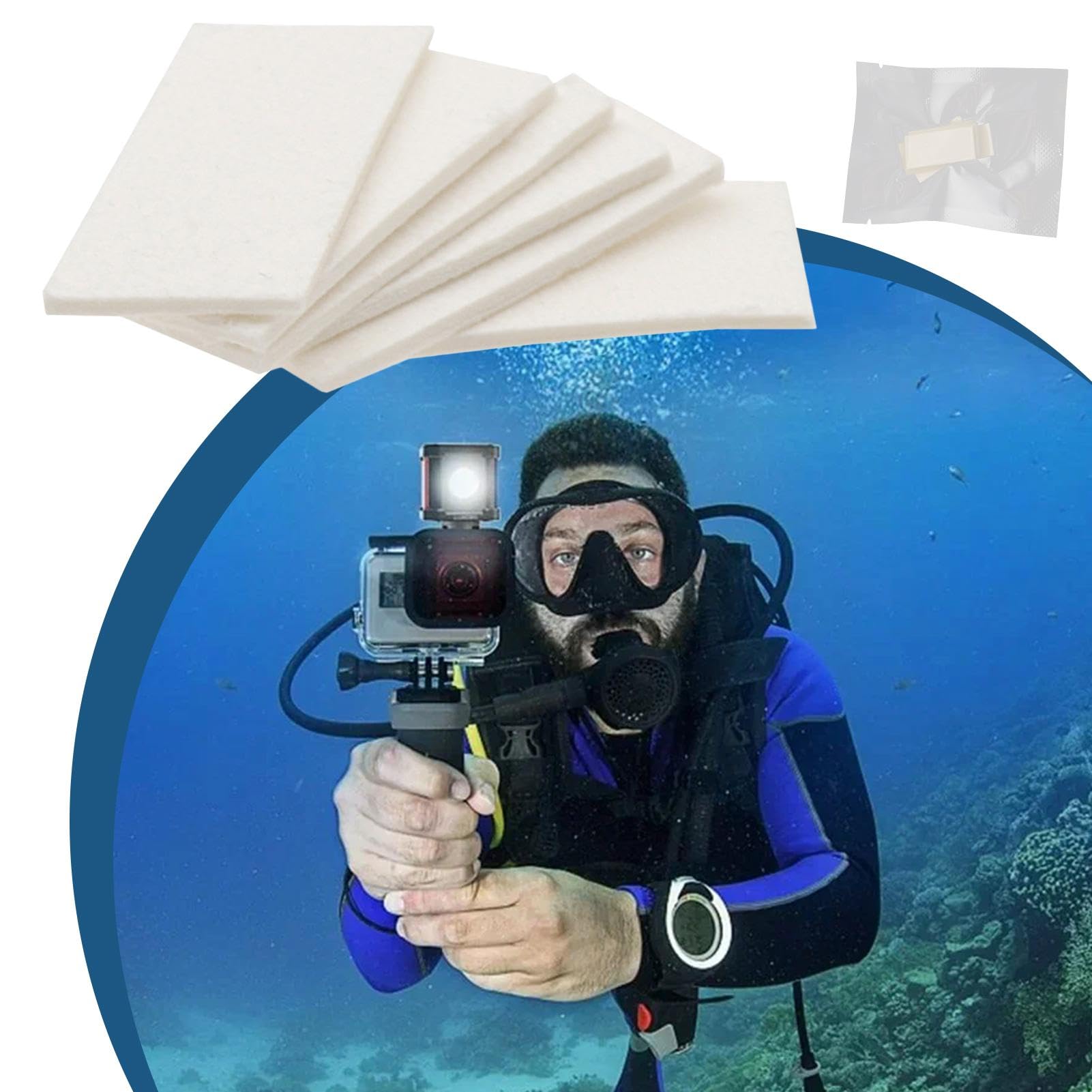 Cámara de acción en seco, lámina antivaho para cámara, 12 Piezas de Uso seco portátil para cámara | Hoja antivaho para cámaras Deportivas, Accesorios fotográficos Ligeros y Reutilizables para bucear