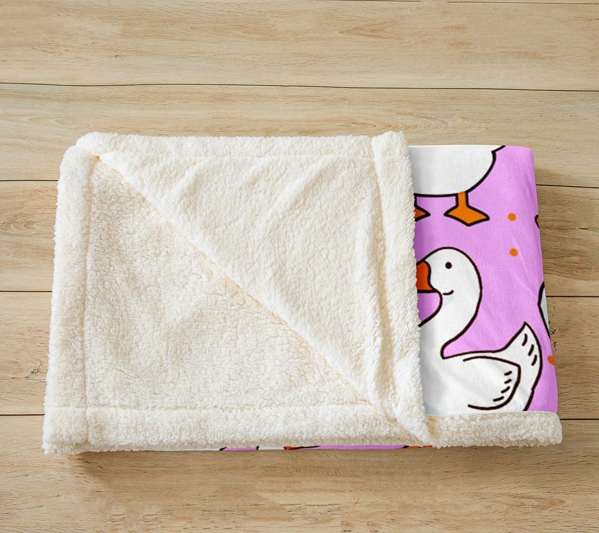 Cute Goose Plush Blanket,Cartoon Farmhouse Livestock Animal Bed Blanket Home Decor Gift,Kawaii Duck Hand Drawn Purple Modern Style Fuzzy Blanket Office Chair, X Size (40 x 50 Inch)