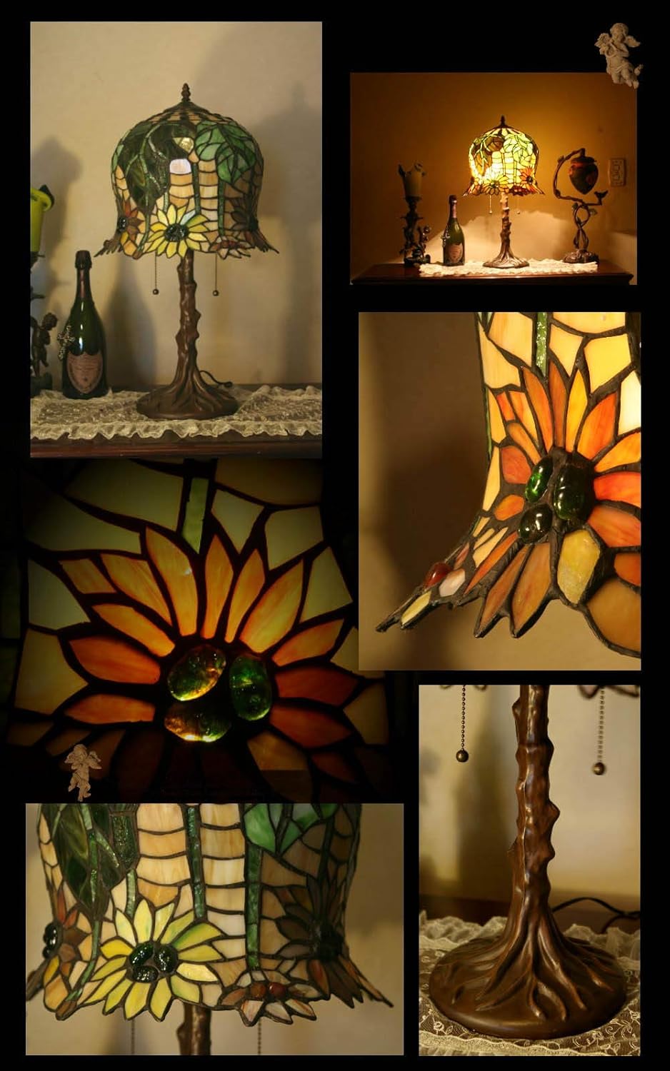 Exсluѕіvе Dіѕсоunt 90% Prісе HT Tiffany Style Decor Table Lamp 14 Inch Wide Sunflower Stained Glass Shade 2-Light Zinc Alloy Antique Base Handmade Lighting Decor for Dining Room Living Room Bedroom Study Bedside Dresser