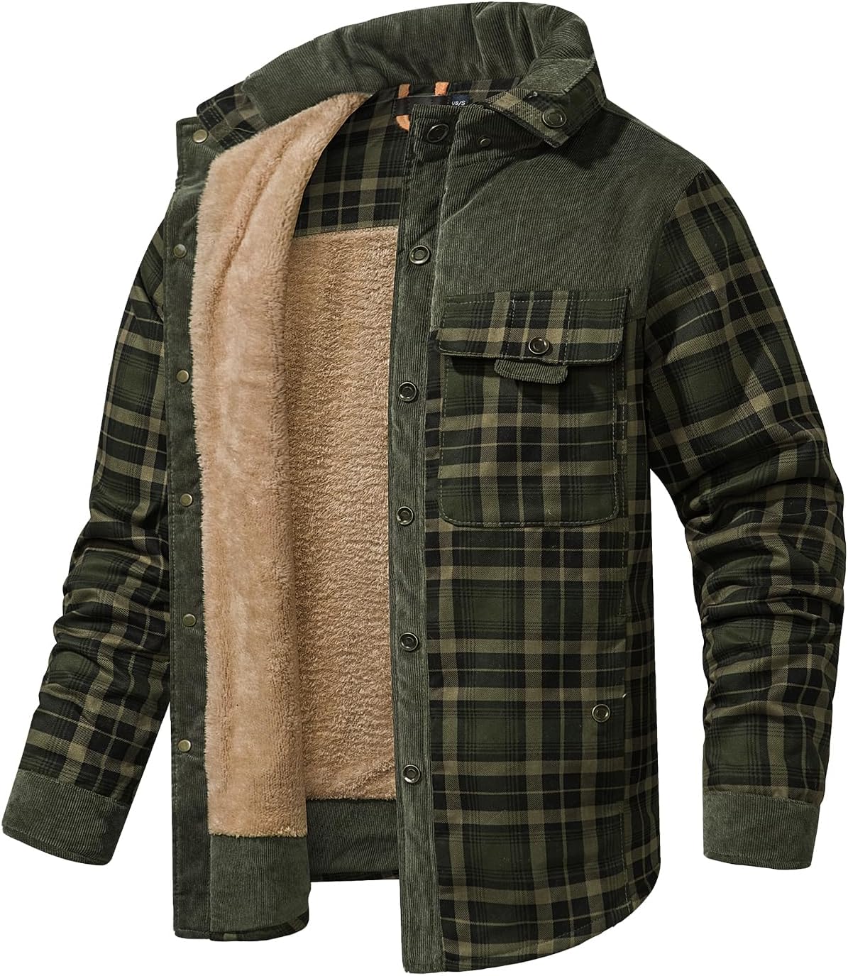 Eisctnd Men's Sherpa Lined Flannel Jacket Outdoor Long Sleeve Plaid Fleece Shirt Warm Casual Button Down Coat - Image 4