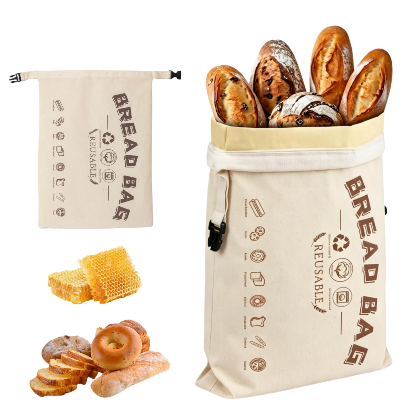 La Maison de Louise Sac a Pain,Sac à Pain La Maison de Louise,Sac à Pain en Cire d'Abeille Réutilisable,Sac de Conservation en Coton Naturel 43×33cm,Réutilisation,Conservation Longue Durée
