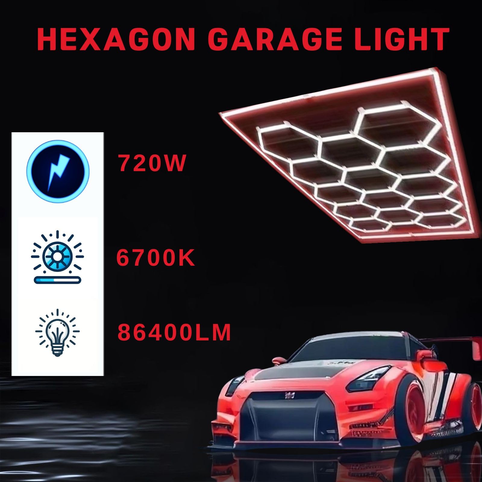 Amazon.co.jp : Hexa LED ガレージ照明 14個の六角形グリッド