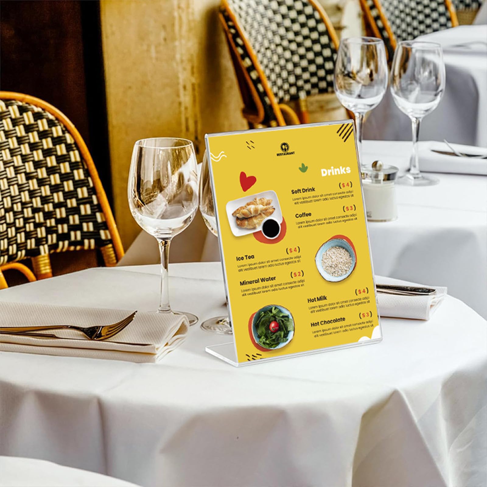 A4 Acryl Schilderhalter Transparenter L Form Plakathalter Ständer 6 Stück Tischschildhalter Kunststoff Foto Bilderrahmen Flyer Display für Büro Empfang Geschäft Restaurant Hotel