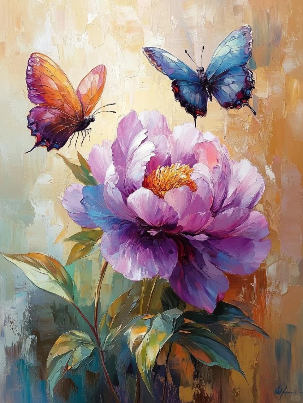 Henypt E Pr Printed Cross Stitch Kit Peonies And Butterflies Flowers Diy Mbroidery Kit For Beginners Th Elderly With Accessories Hom Wall Art 14Ct 80X100cm