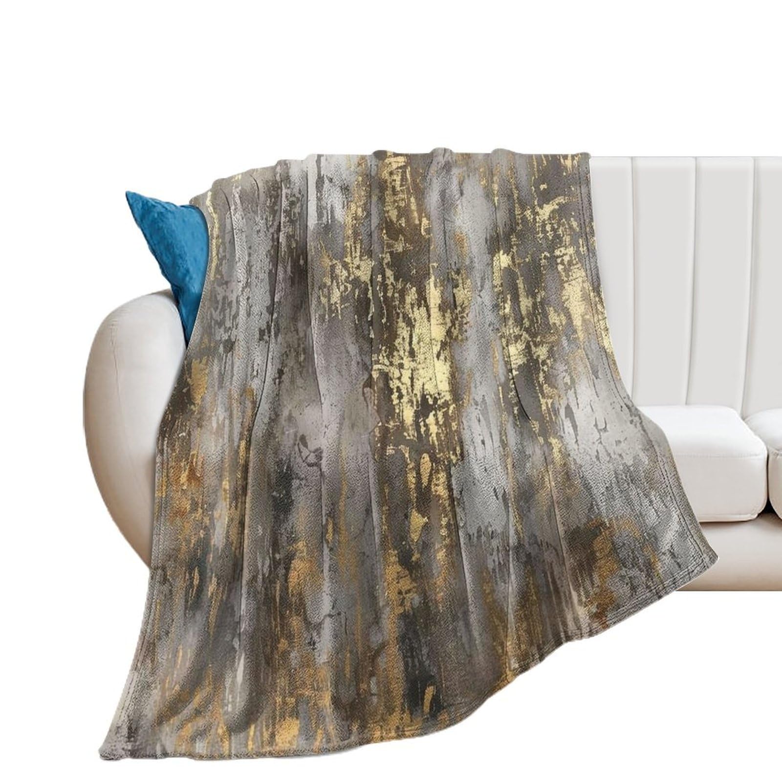 DreamAutumn 60x80in Flannel Fleece Throw Blanket for Couch Office Bed Brown Gray Abstract Lightweight Plush Fuzzy Cozy Soft Blankets And Throws for Kids Students Girls All Season Use