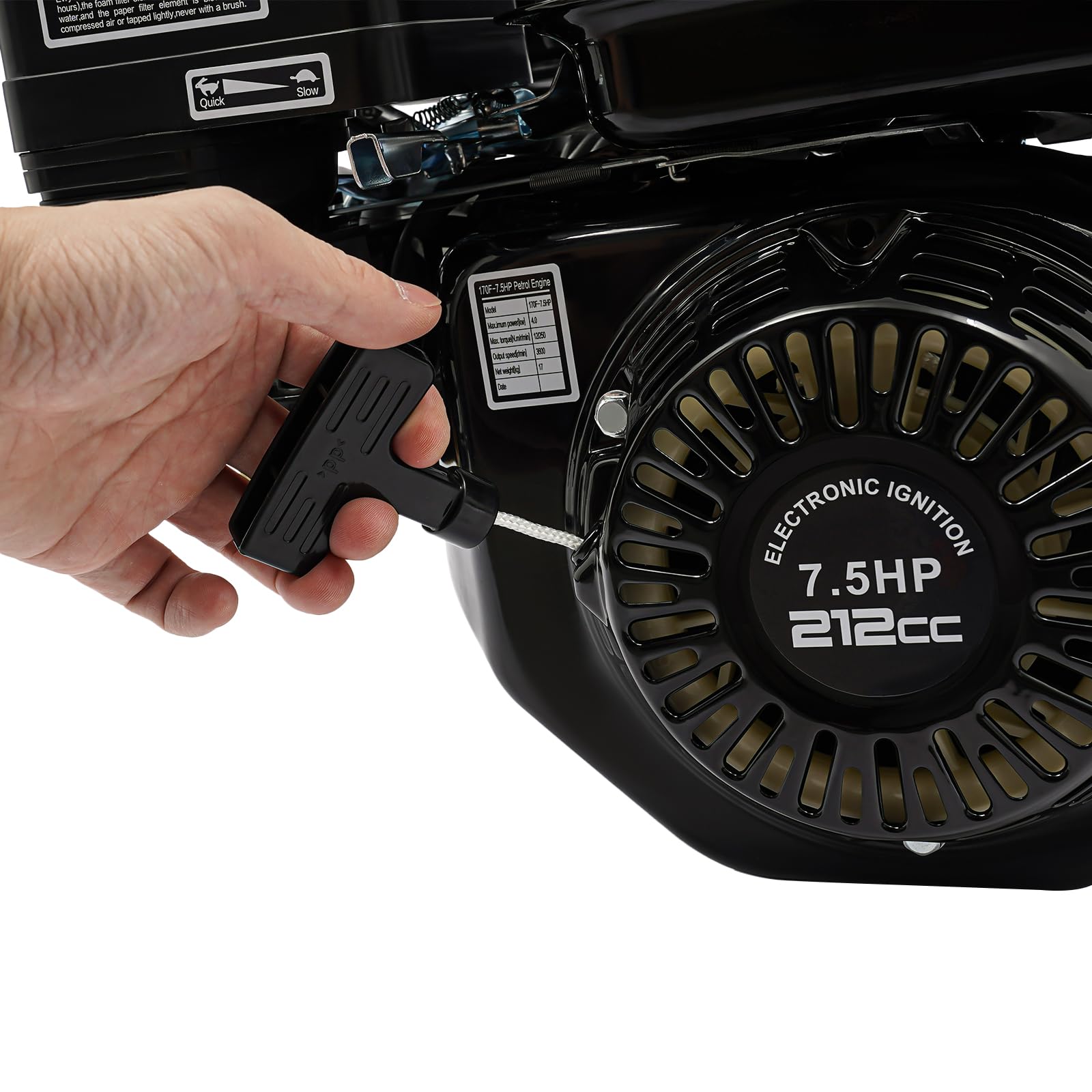 7.5PS 4 Takt Benzinmotor, 212CC OHV Standmotor Kartmotor, Luftkühlung Einzylinder Motor, 4000W 3600U/min Go Kart Benzin Motor Schwerlastmotor für Wasserpumpen,Hochdruckreiniger(Schwarz)