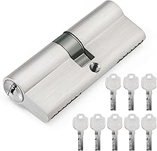 Lock Cylinder 40/40 Cylinder Lock with 8 Keys, Profile Cylinder for Front Door, Door Cylinder for Front Door, Door Lock Interior Door, Approx. 6 cm x 1.5 x 3 cm, Silver