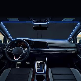 Windshield Sunshade for Volkswagen Golf MK8 GTI R 2020 2021 2022 2023 2024 Accessories Foldable Sun Shield Block UV Rays with Dual-Silver Coating Keeps Car Interior Cool& Protected