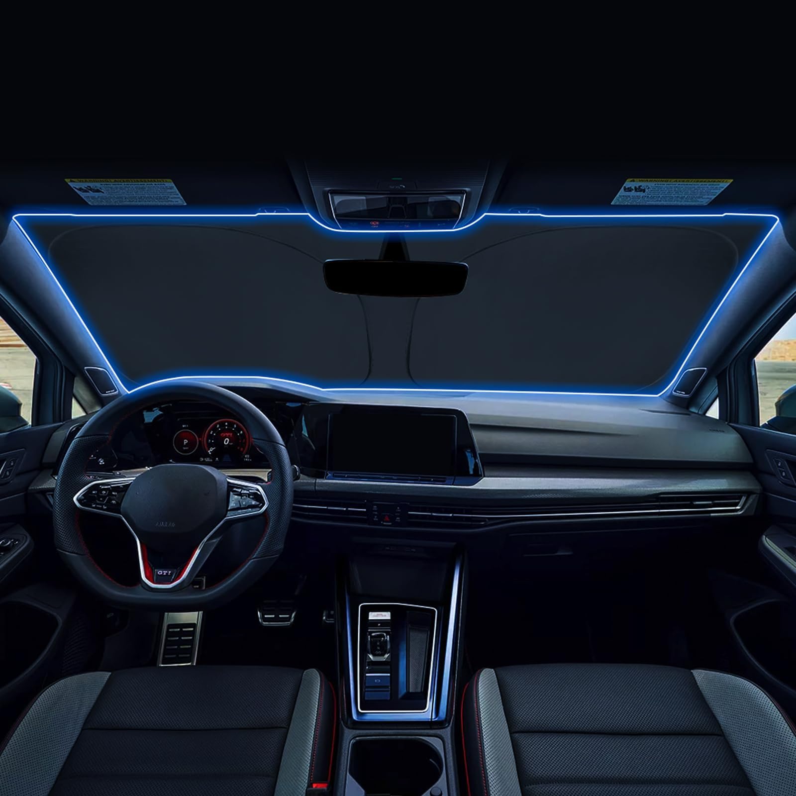 Windshield Sunshade for Volkswagen Golf MK8 GTI R 2020 2021 2022 2023 2024 Accessories Foldable Sun Shield Block UV Rays with Dual-Silver Coating Keeps Car Interior Cool& Protected