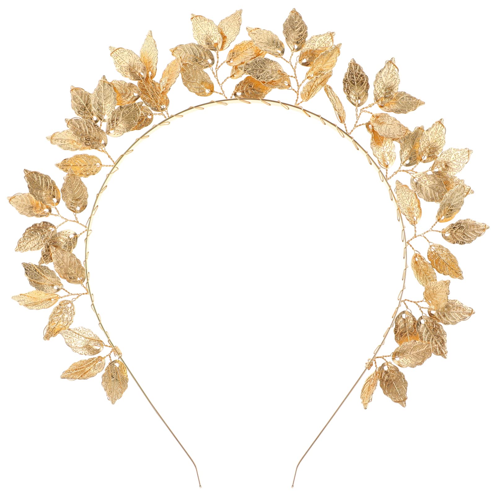 minkissy Leaves Headband Greek Headband Goddess Costume Accessories for Wedding Pageant Birthday Women Miss (Golden) Gold Headpiece Gold Leaf Hair Band