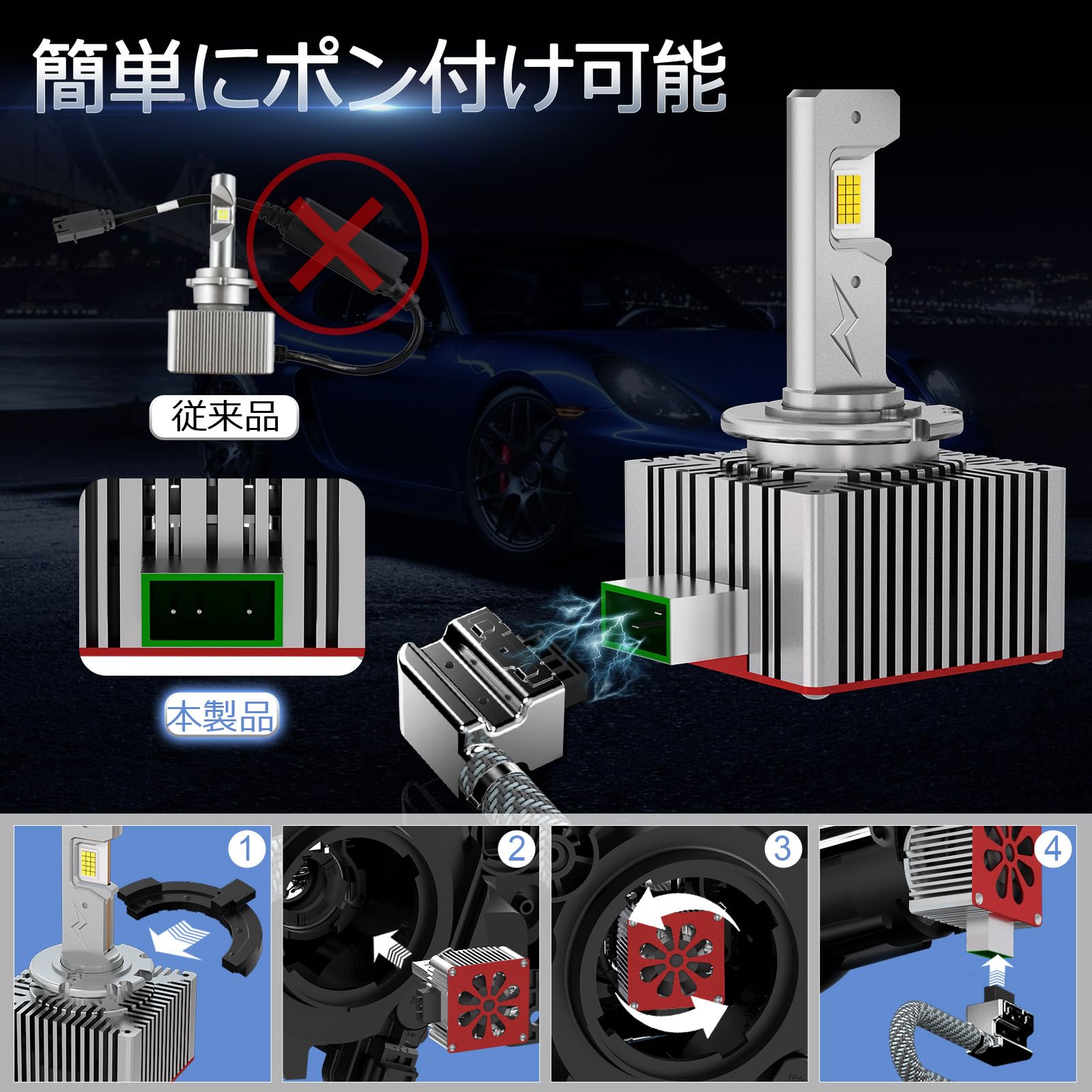 Amazon | Perrace D3S LED ヘッドライト 車検対応 アウディ ゴルフ7