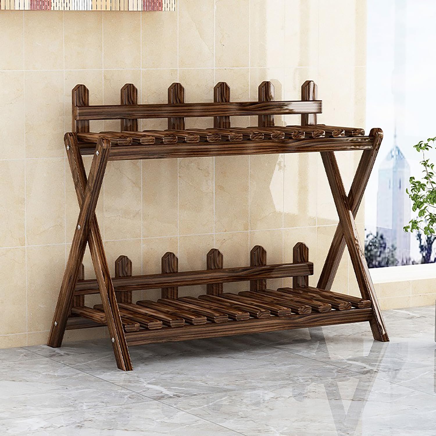 Support plantes intérieur extérieur étagère bois fleur meuble d'angle jardin