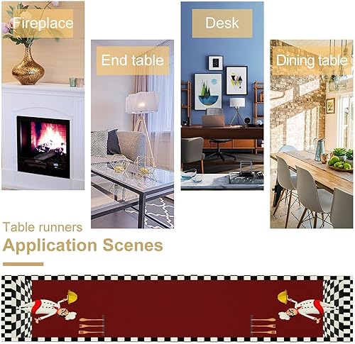 Vista 29 de Camino de mesa de chef de cocina, camino de mesa de chef grueso, decoración de granja, decoración de chef para la cocina, decoración de cocina