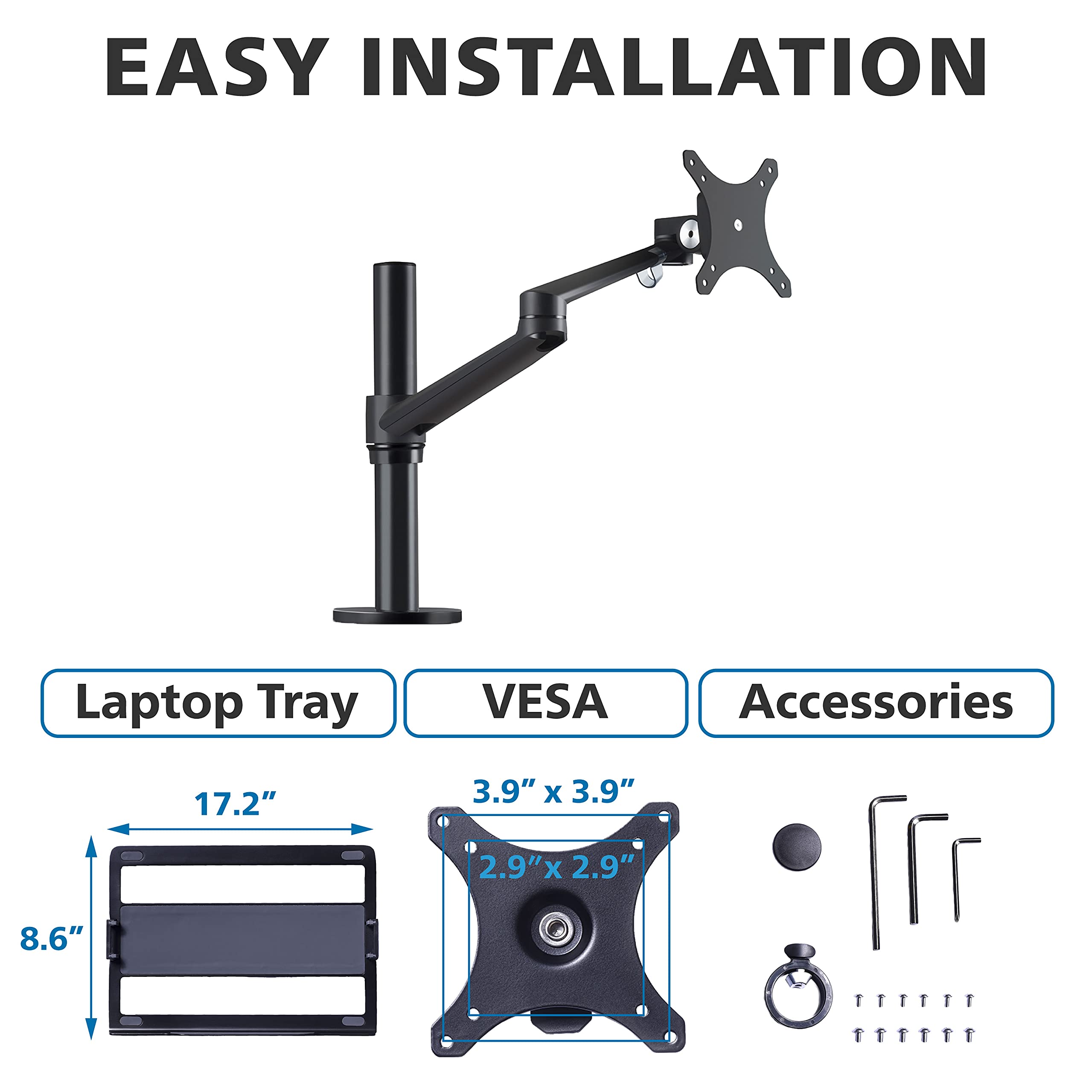 Liftit Laptop/Monitor Dual Desk Mount Stand, Laptop Tray/Holder, VESA