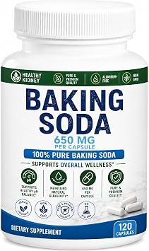 Natural Baking Soda Capsules - 650mg Baking Soda Tablets for Kidney & Stomach Acid - Sodium Bicarbonate Pills, Bicarbonate of Soda, Bicarbonato de Sodio para Tomar, Sodium Bicarbonate 650 mg Tablets