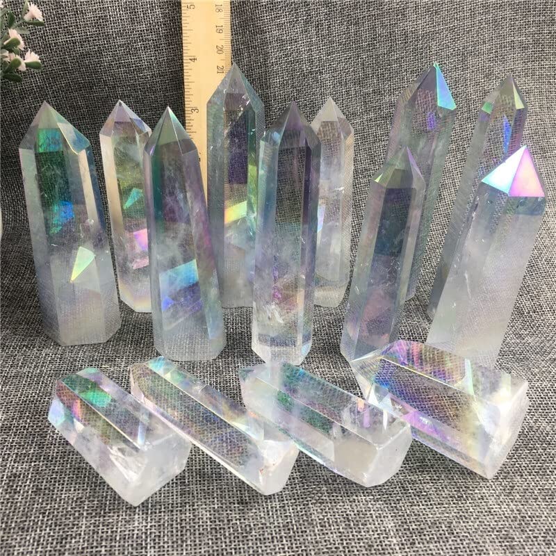 Piedras cristal transparente de cuarzo tallado, varita ornamental de alta pureza 6