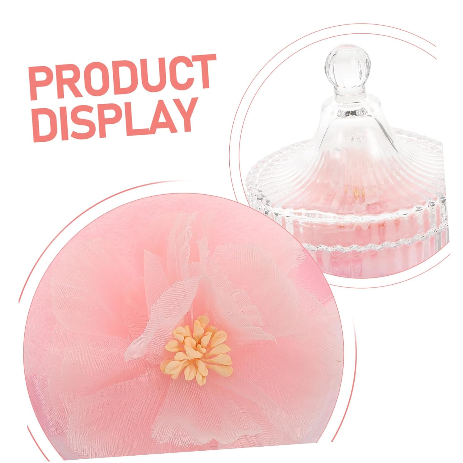 VALICLUD 1set Powder Puff with Elegant Glass Storage Jar and Ribbon Flower Velvet Cosmetic Applicator for for Travel and Powder Use