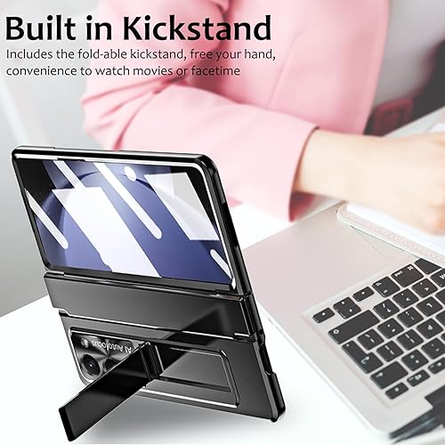 Miniatura 5 de Funda para Samsung Galaxy Z Fold 5 con soporte para bolígrafo S y soporte para bolígrafo, diseño de una sola pieza Z Fold 5 Funda con protector de