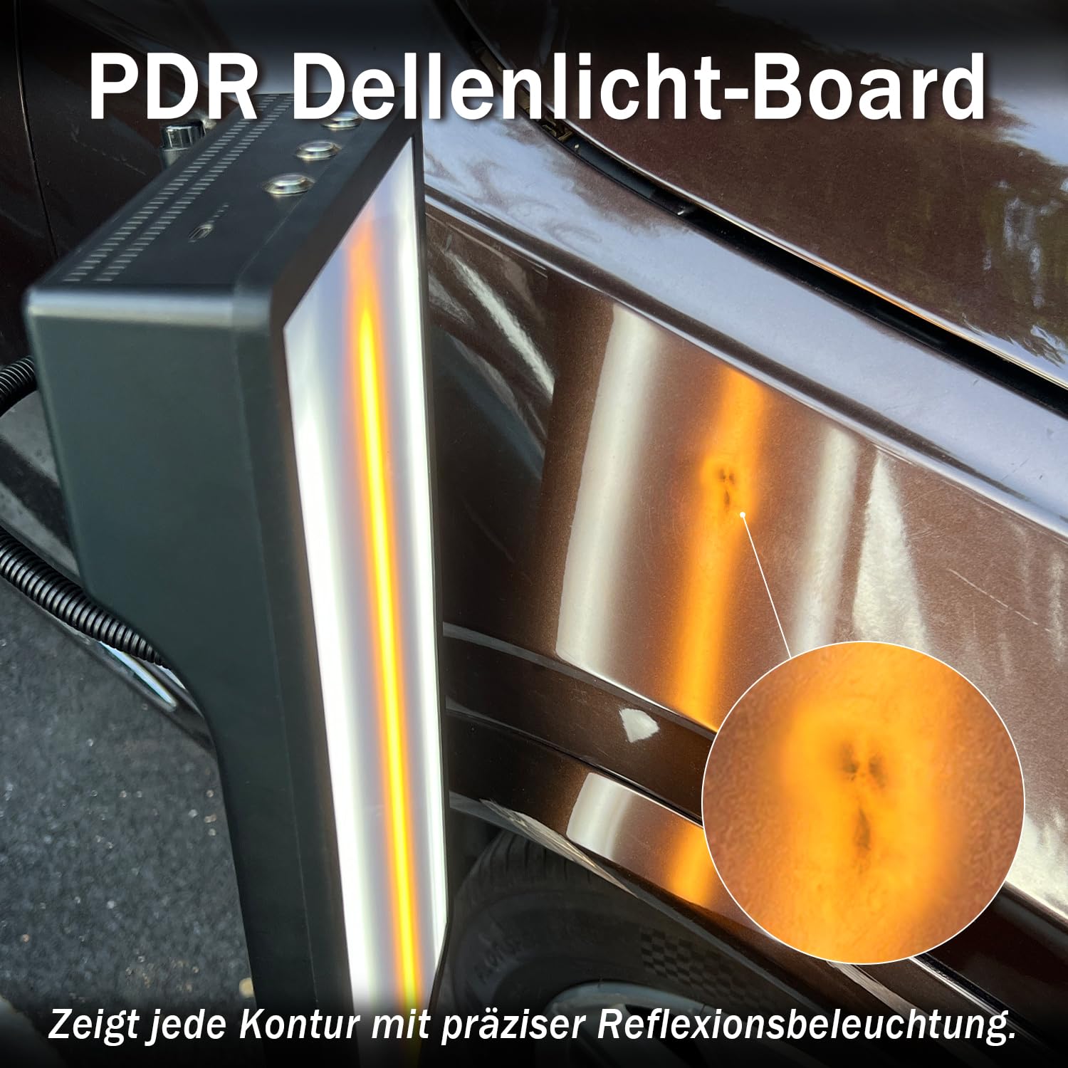 Super PDR Dellen Reparaturset Auto – PDR Lampe mit eingebauter Batterie, USB- und Batterie-Modus, verstellbares Weiß-Gelb Licht – Dellenreflektorboard für Karosserie-Dellen und Auto Dellen Reparatur