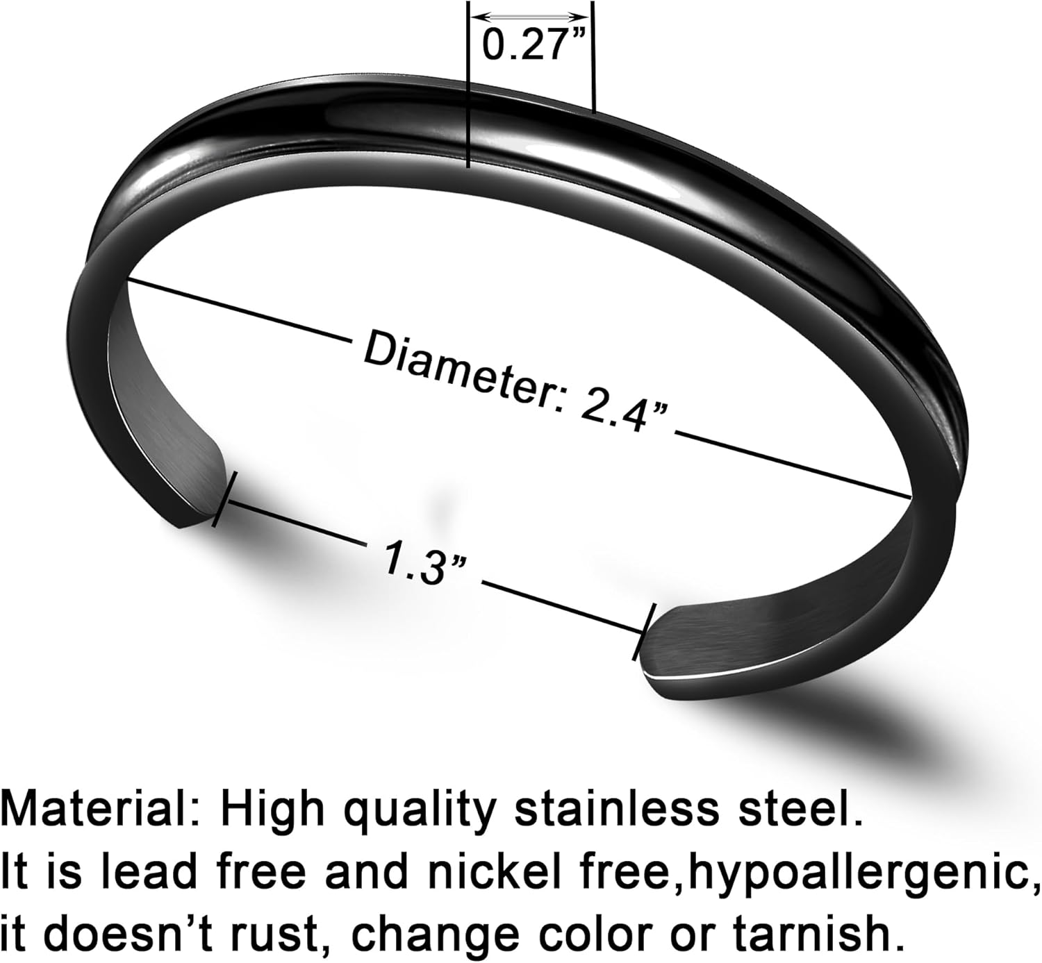 Zuo Bao Hair Tie Bracelet Set High Polishing Stainless Steel Grooved Cuff Bangle for Women Girls - Image 2