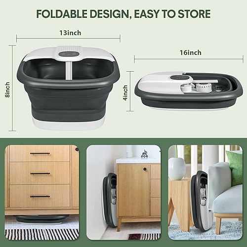 Miniatura 6 de Spa de baño de pies con calor y masaje, spa de baño plegable para pies con calor y masaje, masajeador de pies con control remoto y piedra pómez, 16