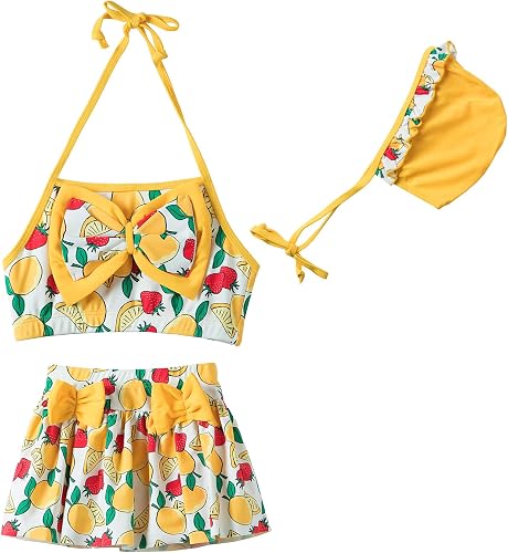 Mud Kingdom Swimsuits for Toddler Girls 3-4T Tankini Bathing Suits with Bow Ties