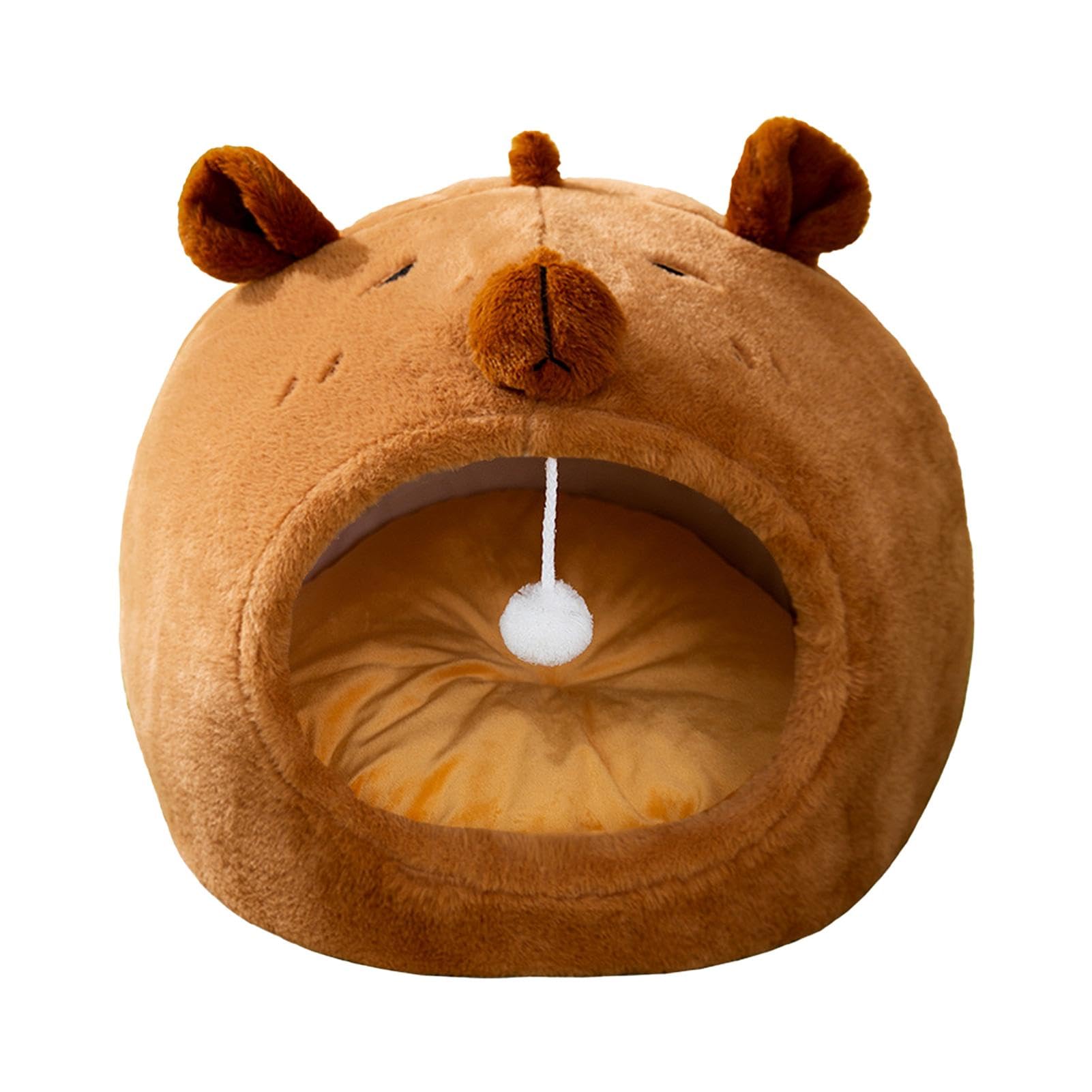 kattengrotbed | Capybara-vormig kattenholbed | warm kattenhuis binnen | gezellig slaapbed Capybara-vormig nest | kleine kat winter warme grot voor binnen, slaapkamer, woonkamer, balkon