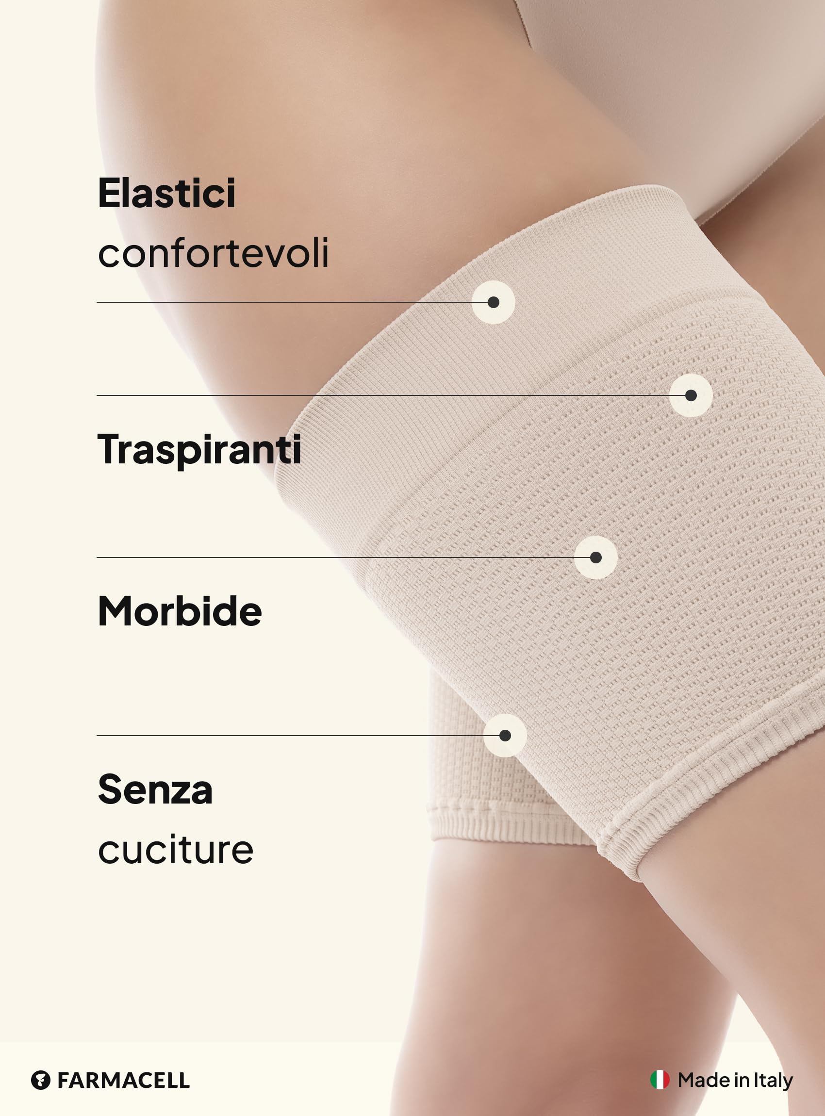 FarmaCell Fasce Antisfregamento Cosce, Anticellulite Massaggianti con Effetto FIR, Made in Italy, 1101