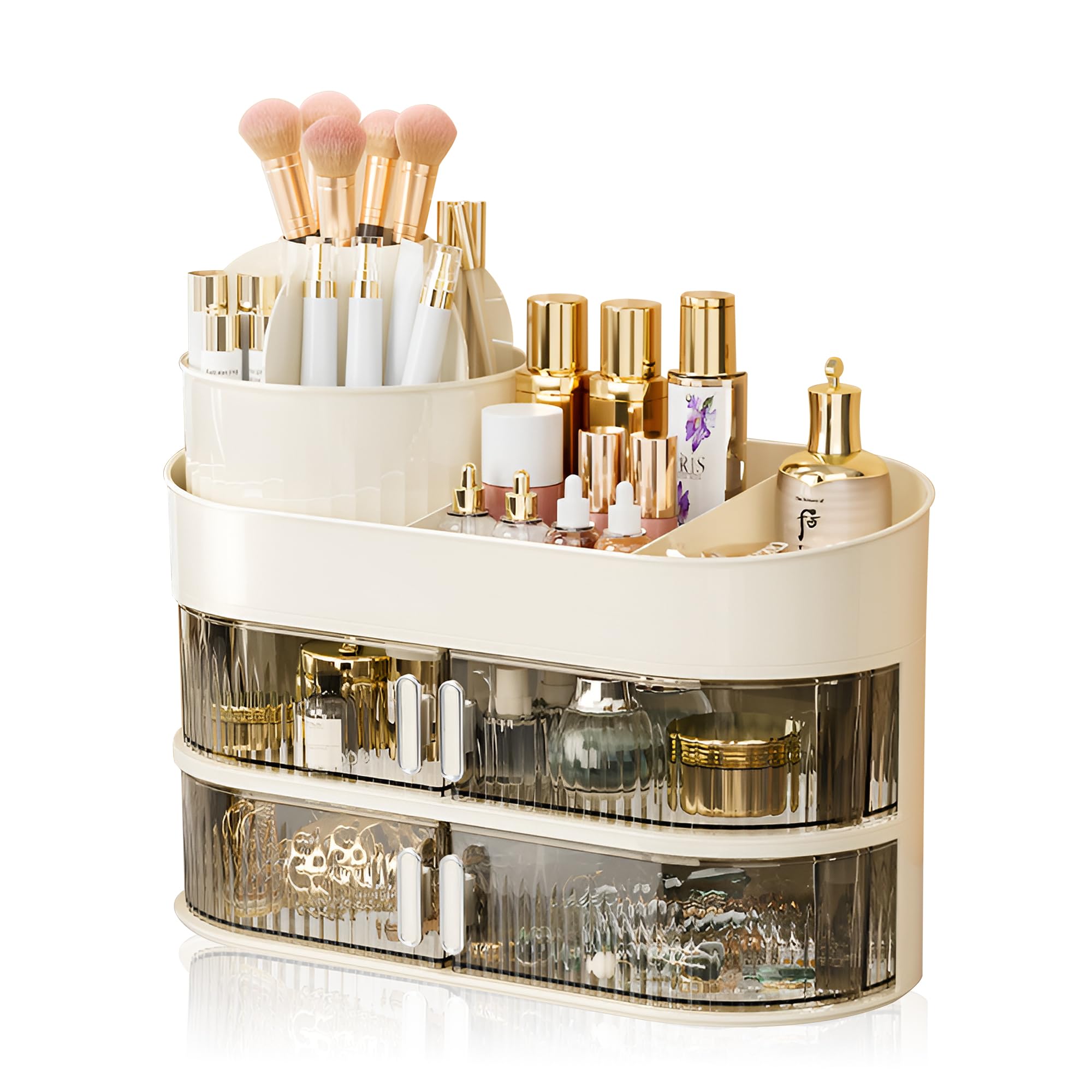 Porta Trucchi Organizer per Trucco con Cassetti Organizzatore di Trucco Multifunzione per Cosmetici per Pennelli Eyeliner Rossetto in Camera da Letto