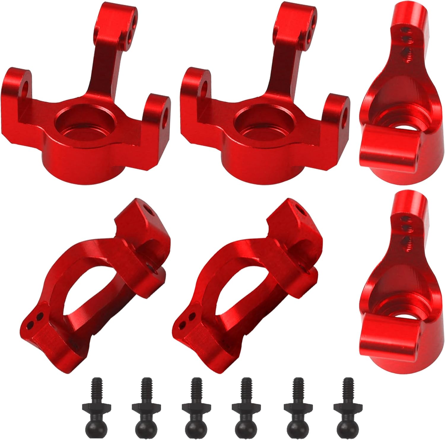 Aluminum Steering Blocks Caster Blocks C-Hubs Stub Axle Carriers Knuckles Set C-Cup Upgrades Parts Compatible with 1/18 LaTrax Teton Desert Prerunner Rally RC Car,Replace #7532 7552X (Red)