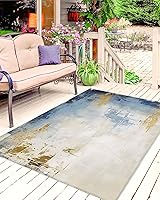 Vista 3 de Outdoor Rug Carpet Waterproof 5x8 ft Area Rug, Abstract Painting Large Floor Mat for Patio Balcony Living Room Backyard Picnic Beach RV Camping Rug