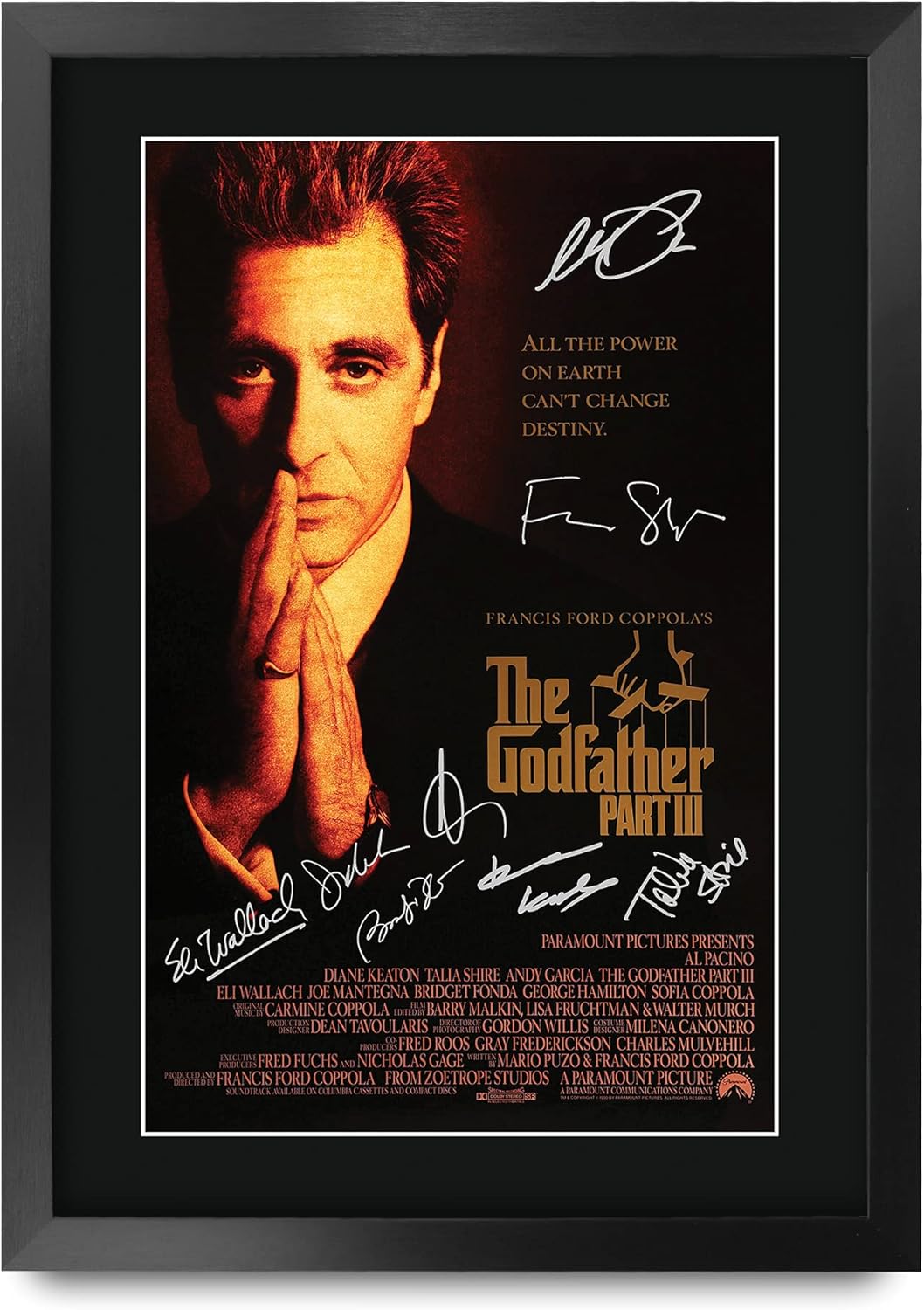 HWC Trading The Godfather Part 1 The Cast Al Pacino Marlon Brando 16 x 12 inch Framed Gifts Printed Poster Signed Autograph Picture for Movie Memorabilia Fans - 16" x 12" Framed