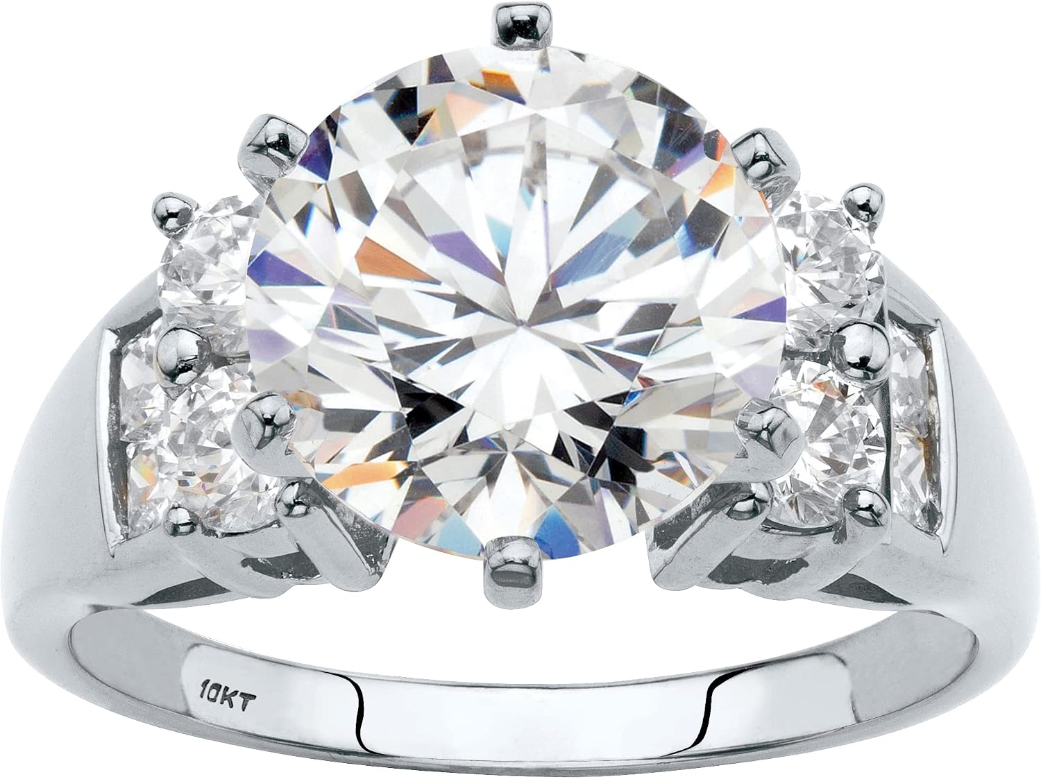 PalmBeach 10K White Gold Round Cubic Zirconia Engagement Ring Sizes 5-9